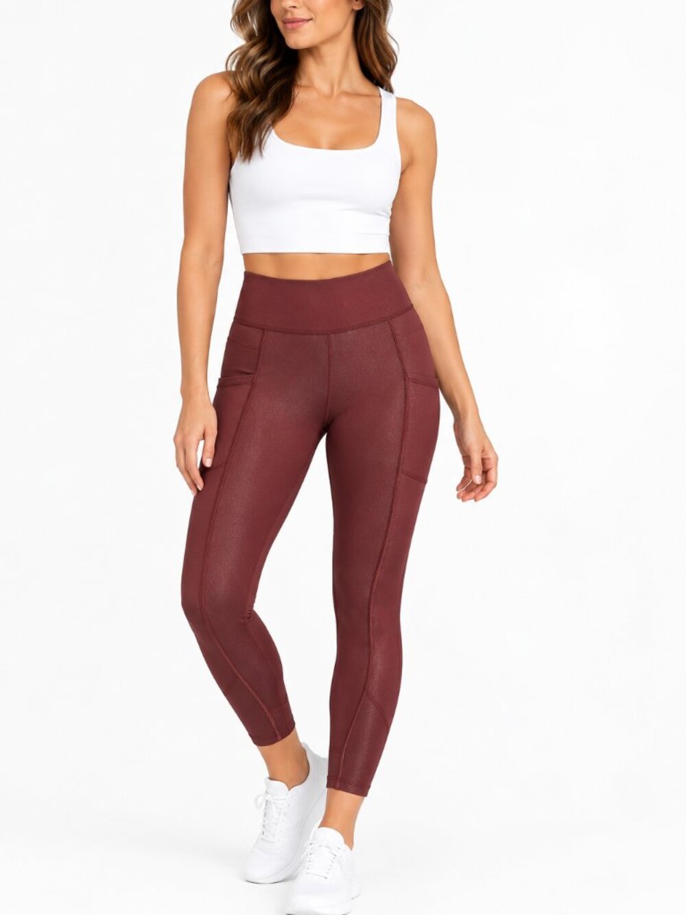 Victoria Sport Burgundy Total Knockout High Rise 7/8 Leggings Small Petite NWT